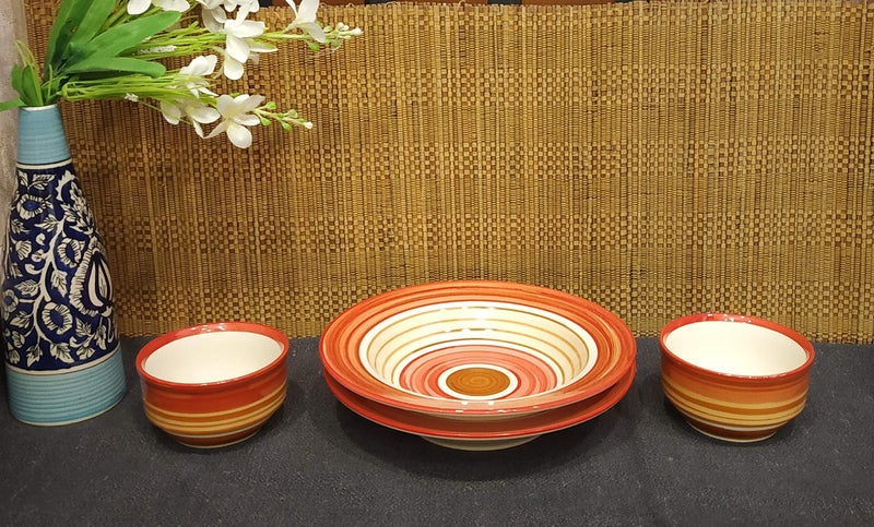 Caffeine Ceramic Handmade Orange Biedge Soup Combo Set of 4 - Image 2