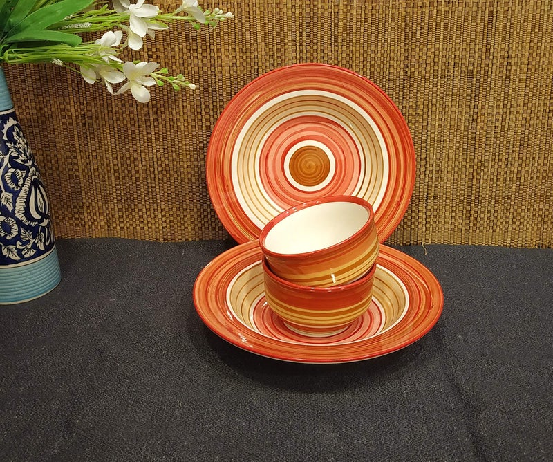 Caffeine Ceramic Handmade Orange Biedge Soup Combo Set of 4 - Image 1