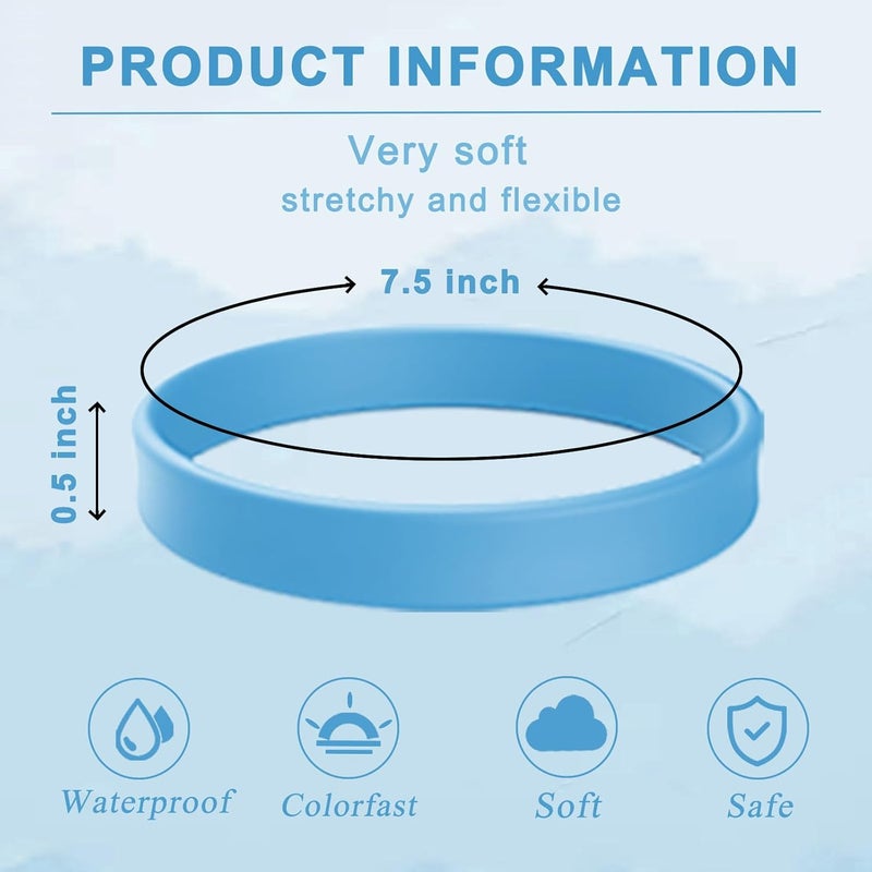 ZiKON 12 Pcs Solid Color Silicone Wristbands Blank Stretch Silicone Wristbands Colorful Rubber Bracelets for Women Men Gifts - Image 2
