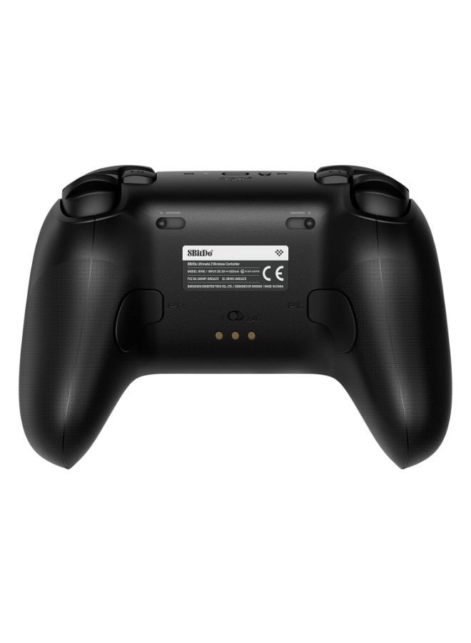 8Bitdo The 8BitDo Ultimate 2 wireless gamepad is compatible with Windows PC, Apple, Steam, and Android. It features TMR joysticks, Hall effect/haptic triggers, motion controls, an RGB fire ring, and a 1000Hz polling rate. It is available in black. - Image 2