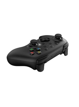 The 8BitDo Ultimate 2 wireless gamepad is compatible with Windows PC, Apple, Steam, and Android. It features TMR joysticks, Hall effect/haptic triggers, motion controls, an RGB fire ring, and a 1000Hz polling rate. It is available in black. - view 3