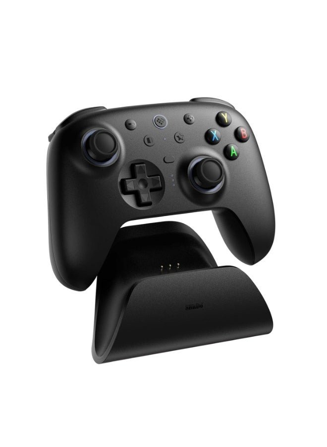 8Bitdo The 8BitDo Ultimate 2 wireless gamepad is compatible with Windows PC, Apple, Steam, and Android. It features TMR joysticks, Hall effect/haptic triggers, motion controls, an RGB fire ring, and a 1000Hz polling rate. It is available in black. - Image 4