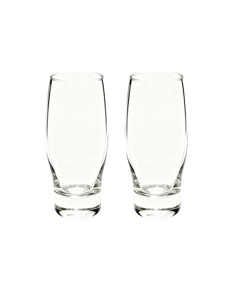 Glass Transparent Drinking Glasses – Classic Water & Juice Glass Tumblers (Set of 2)