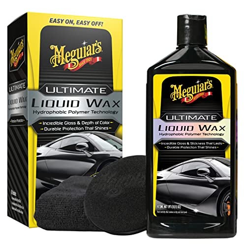 Meguiars Ultimate Liquid Wax Improved Liquid Car Wax Formula for Durable Protection that Shines Premium Towel and Applicator Pad Car Accessories Included 16 Oz Bottle