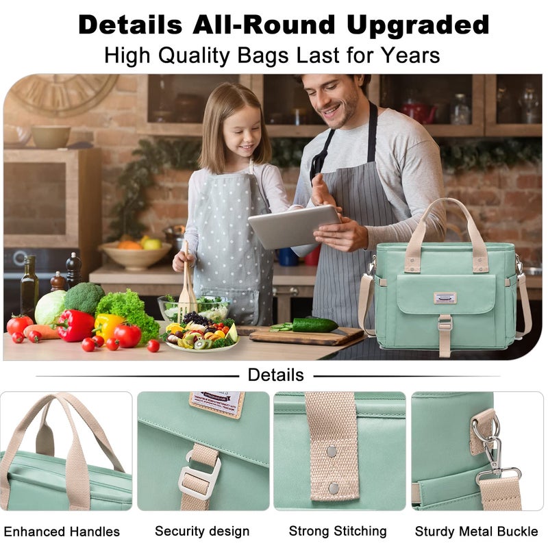 Weitars Insulated Lunch Bag for Men Women,Leak Proof Lunch Box for Work,Large Lunch Tote Bag With Removable Shoulder Strap with Side Pockets,Reusable Lunch Cooler Bag For Picnic Hiking - Image 5
