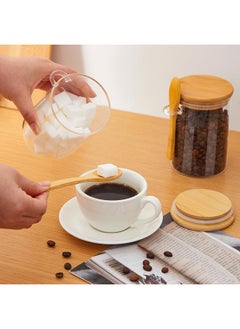 SKY-TOUCH 3Pcs Glass Jars with Bamboo Lids & Spoons : 550ml Airtight Glass Spice Jars Clear Sugar Container Food Storage Containers for Coffee Beans Spice Sugar Tea Nuts Candy Salts  - Image 3