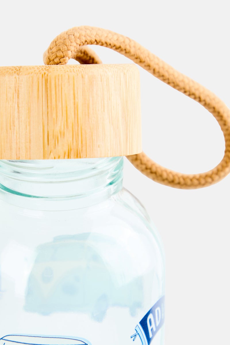 Puckator Volkswagen Glass Water Bottle With Wooden Lid 350ml, Transparent - Image 3