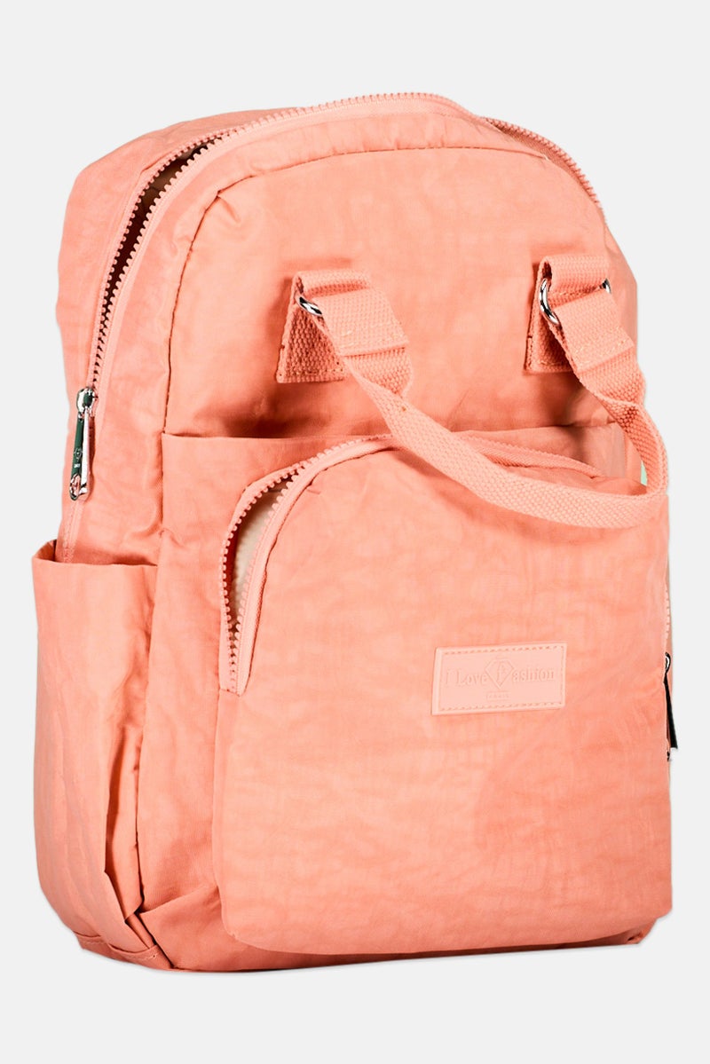 I Love Fashion Women Brand Logo Backpack 35 H x 26 L x 12 W cm, Peach  - Image 3