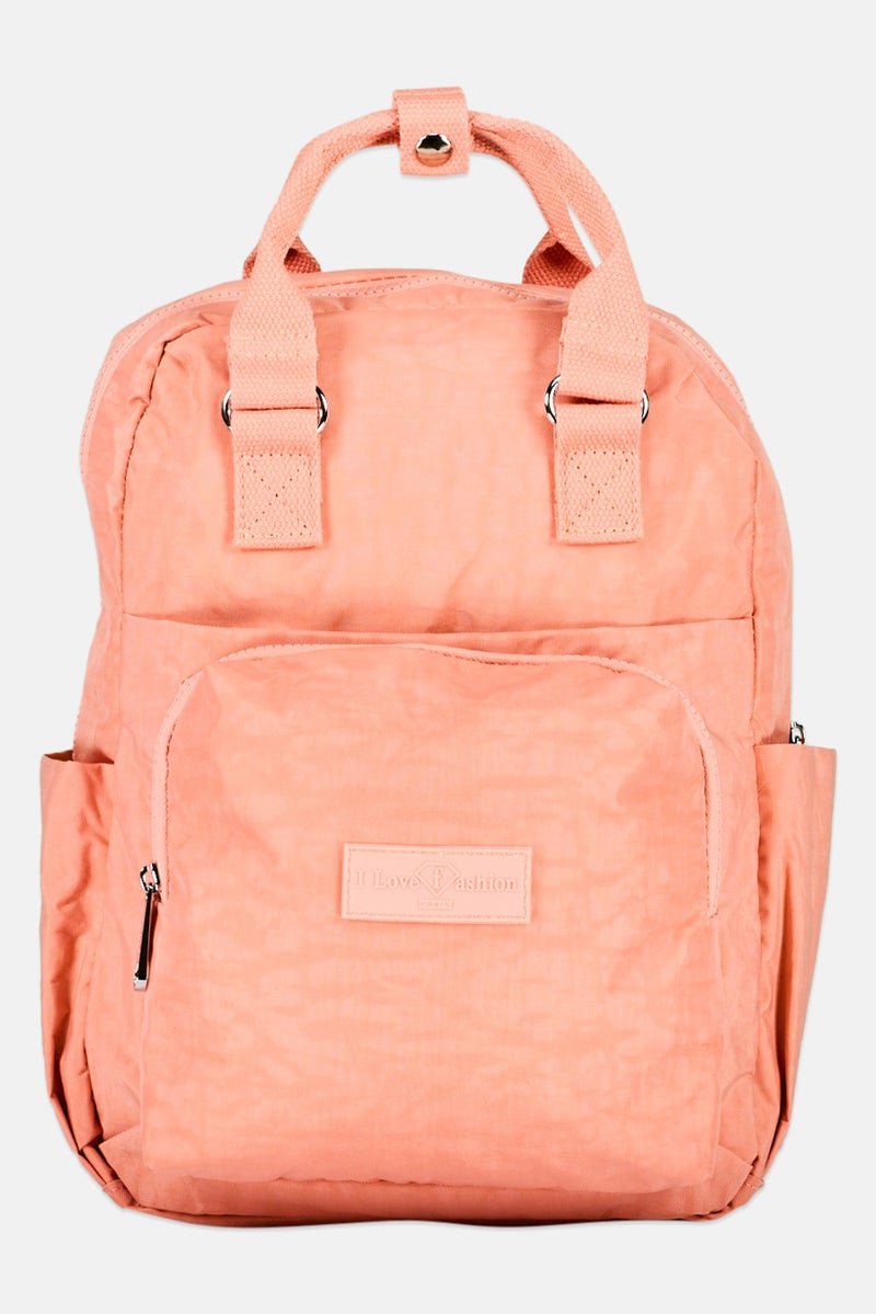 I Love Fashion Women Brand Logo Backpack 35 H x 26 L x 12 W cm, Peach  - Image 1