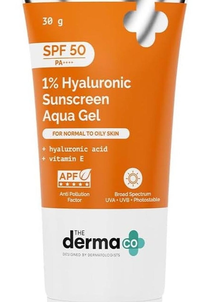 The Derma Co 1% Hyaluronic Sunscreen Aqua Gel SPF 50 - Image 1
