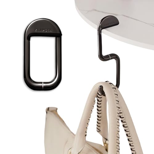 KLIPSTA FLIP Bag Hook - Newly Redesigned. Portable Purse Hanger for Table with Magnetic Closure - Now Holds up to 50 lbs (Chrome Black) - Image 1