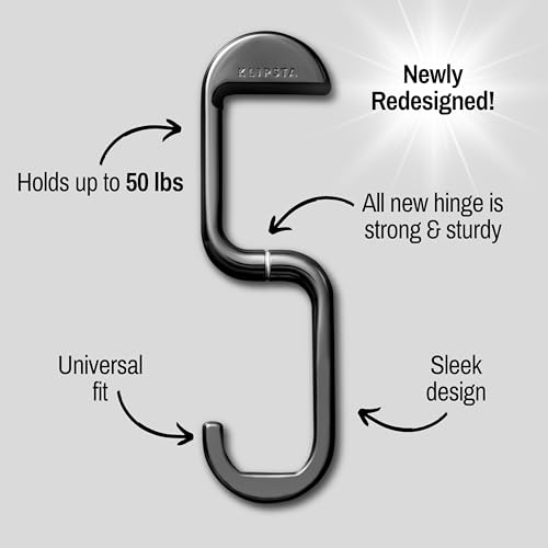 KLIPSTA FLIP Bag Hook - Newly Redesigned. Portable Purse Hanger for Table with Magnetic Closure - Now Holds up to 50 lbs (Chrome Black) - Image 2