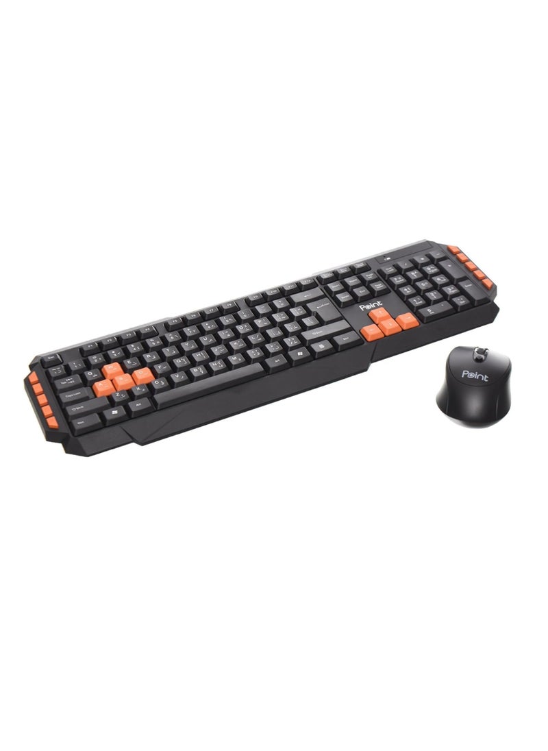 Point - Wireless Keyboard and Mouse, Multimedia, Ultra slim Clipper- Built design, English and Arabic - PT-801 - Image 1