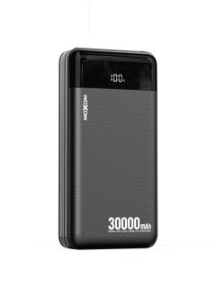 MX-PB46 Power Bank with Built in Cables, 30000 mAh Portable Charger with and LED Display Compatible with iPhone/iPad/Samsung Galaxy and Other Smart Devices