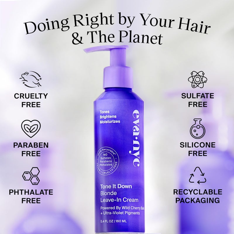 Eva NYC EVANYC Leave-In Hair Cream for Blonde Hair, 5.4 Fl Oz - Leave In Conditioner Helps Eliminate Brassy Yellow Tones, No-Rinse Toner - Image 5