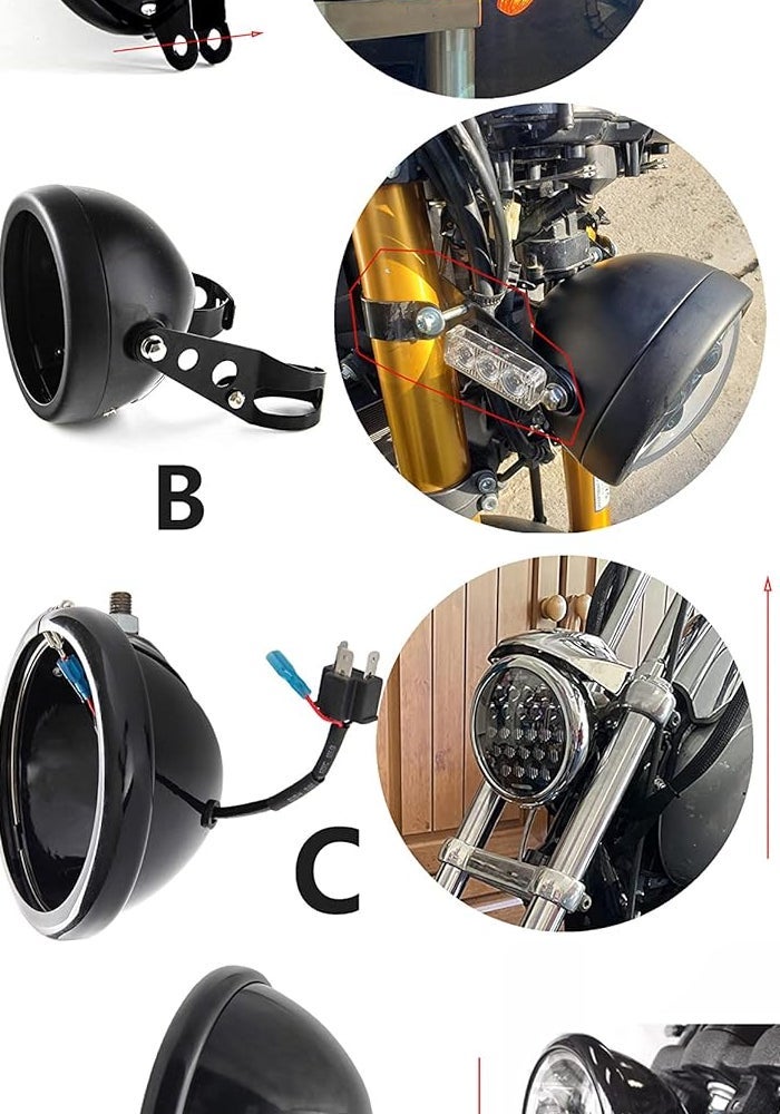 Autokun 5.75" Headlight Housing for Motorcycle - Black LED Headlight Bucket - Image 3