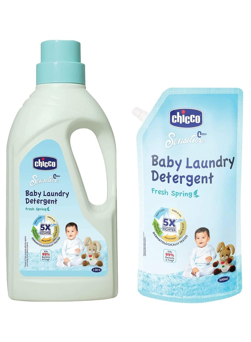 CHICCO LAUNDRY DETERGENT FRESH SPRING 1 L BOTTLE WITH LAUNDRY DETERGENT 500ML FRESH SPRING IN - Image 1