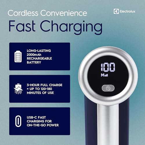 Electrolux Rechargeable Fabric Shaver | 3-Speed Lint Remover for Clothes & Furniture | Eliminates Fuzz & Pilling | Electric Lint Shaver with LED Display & Type-C Fast Charging Port - Blue - Image 5
