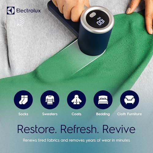 Electrolux Rechargeable Fabric Shaver | 3-Speed Lint Remover for Clothes & Furniture | Eliminates Fuzz & Pilling | Electric Lint Shaver with LED Display & Type-C Fast Charging Port - Blue - Image 3