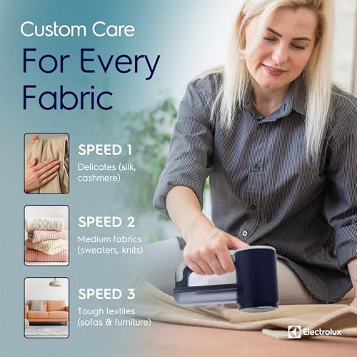 Electrolux Rechargeable Fabric Shaver | 3-Speed Lint Remover for Clothes & Furniture | Eliminates Fuzz & Pilling | Electric Lint Shaver with LED Display & Type-C Fast Charging Port - Blue - Image 4