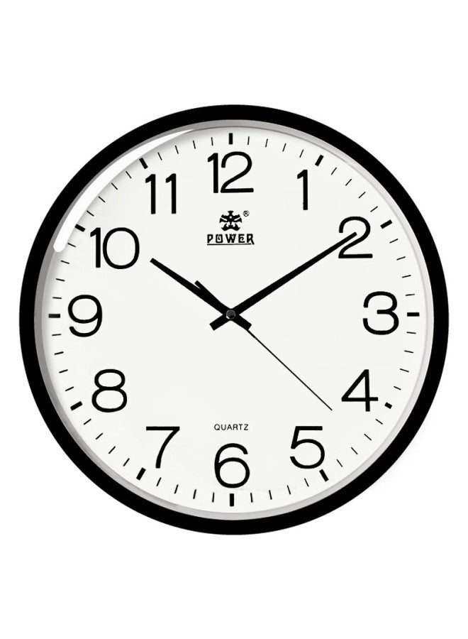 Power Wall Clock, Living Room Simple Timepiece, Creative Wall-mounted Quartz Clock, No Drilling Required For Home Use, 30cm Black Bw239518b1