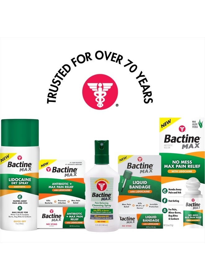 Bactine Max Pain Relieving Cleansing Liquid with Lidocaine, First Aid Pain + Itch Relief, Kills 99% of Germs*, 4oz 2 Pack - Image 5