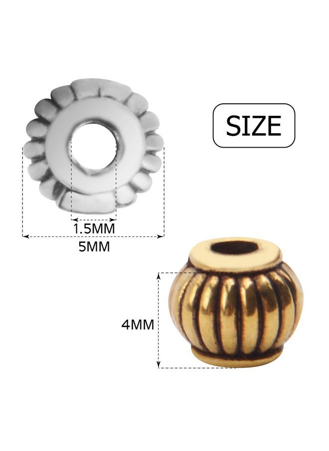 BronaGrand 200Pcs Antique Spacer Beads Round Lantern Shaped Alloy Spacers For Making Bracelets Necklaces 5 * 4Mm  - Image 2