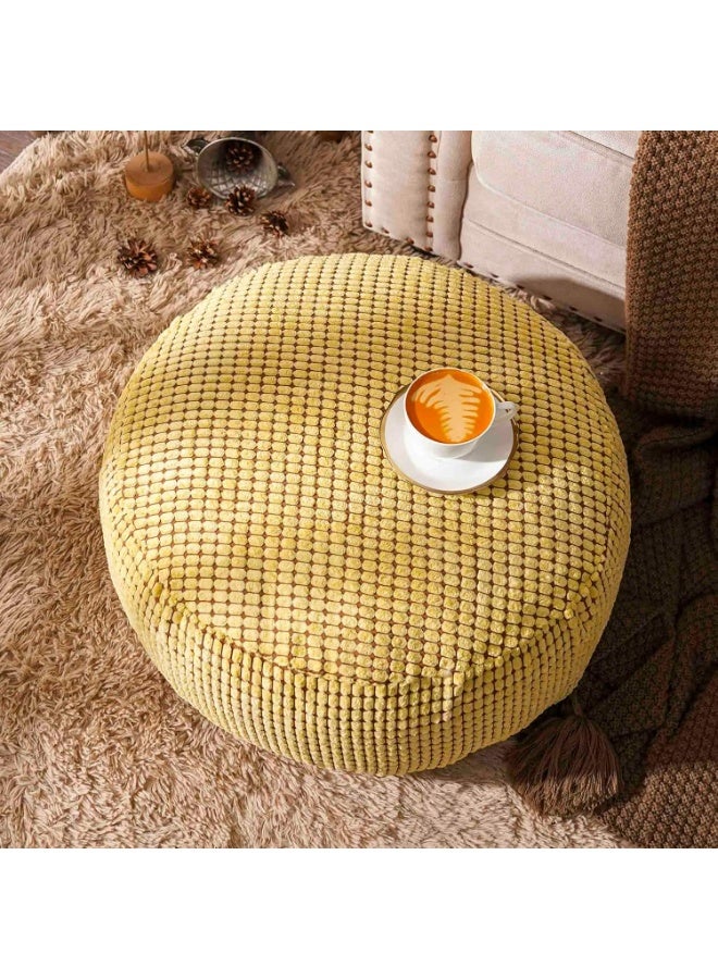 Pouf Ottoman Cover Unstuffed Pouf Seat Decorative Soft Storage Bean Bag 20x20x8 Inches Floor Footrest for Living Room Bedroom (Yellow, Round) - Image 2