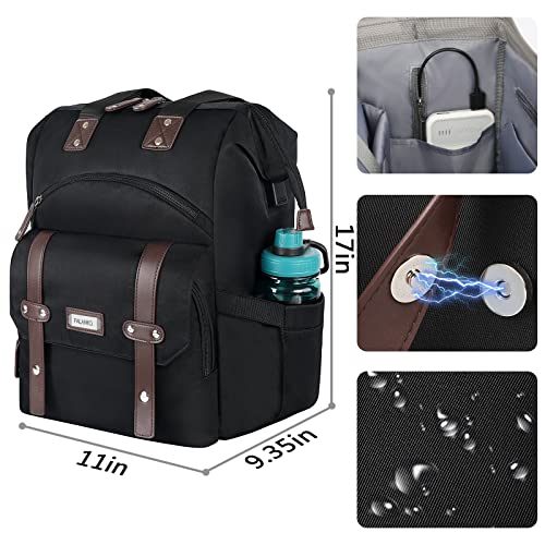FALANKO Laptop Backpack For Women, Work Doctor Teacher Nurse Wide Open College 17.3 Inch Laptops Backpack Purse with USB Charging Port, Travel Water Resistant RFID Computer Bag for Men Women Black - Image 5