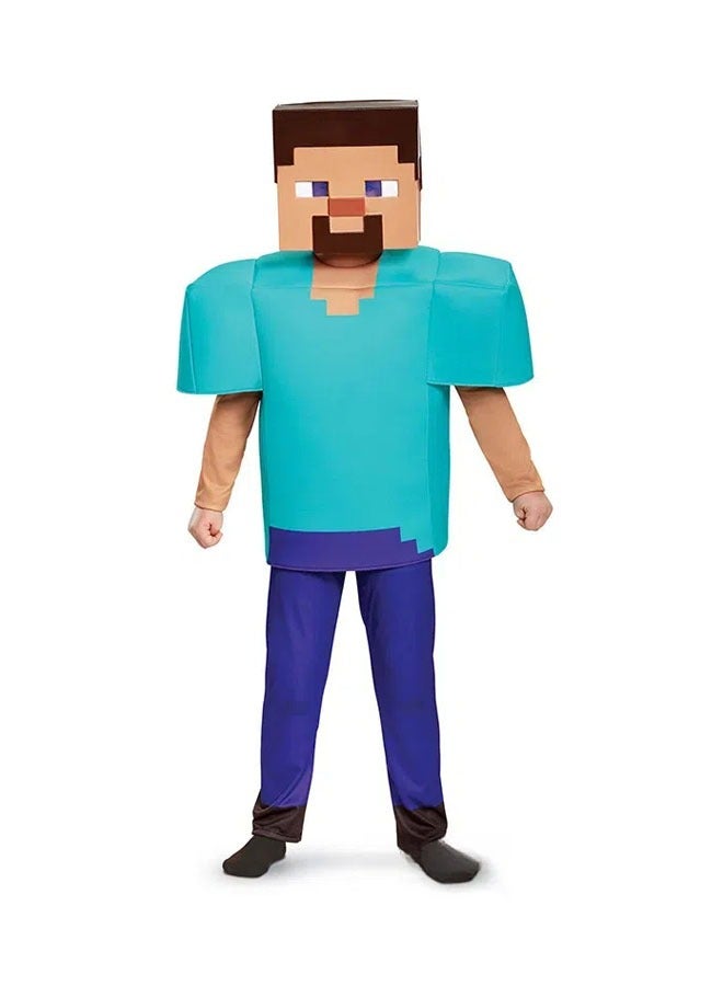 Minecraft children's cos costume Steve stage game show costume mask + fake two-piece top + pants - Image 1