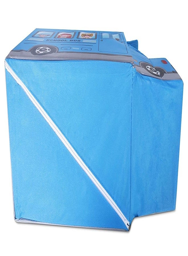 4AJ BAZAAR Foldable Storage and Toy Box - Stool Bus Shaped (Blue) - Image 5