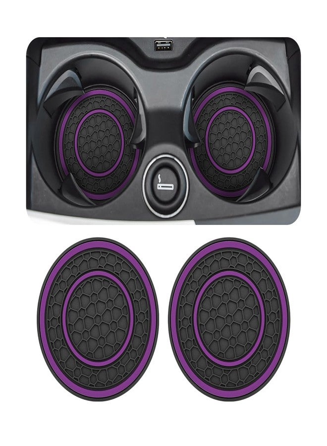 Osilly 2 Pack Car Coasters for Cup Holder, 2.75 Inch No-Slip Anti Dust Insert Coaster, Universal Auto Waterproof Coasters Silicon Insulation Cup Mats for Woman Man, Suit for Vehicle Interior (Purple) - Image 1