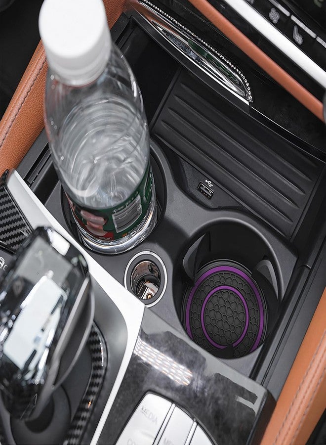 Osilly 2 Pack Car Coasters for Cup Holder, 2.75 Inch No-Slip Anti Dust Insert Coaster, Universal Auto Waterproof Coasters Silicon Insulation Cup Mats for Woman Man, Suit for Vehicle Interior (Purple) - Image 4