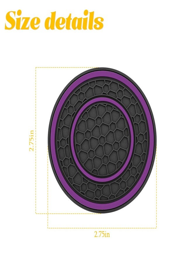 Osilly 2 Pack Car Coasters for Cup Holder, 2.75 Inch No-Slip Anti Dust Insert Coaster, Universal Auto Waterproof Coasters Silicon Insulation Cup Mats for Woman Man, Suit for Vehicle Interior (Purple) - Image 2