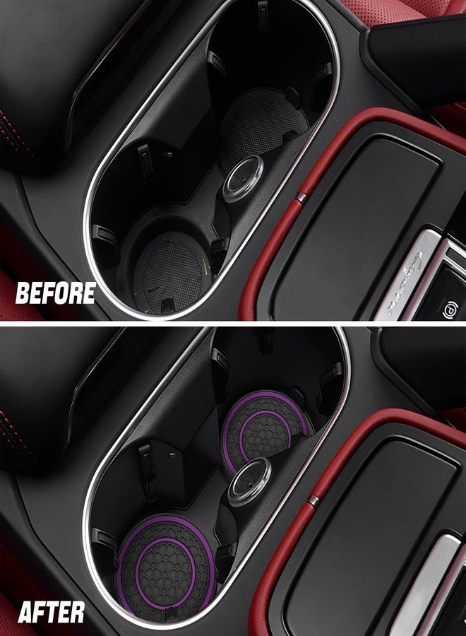 Osilly 2 Pack Car Coasters for Cup Holder, 2.75 Inch No-Slip Anti Dust Insert Coaster, Universal Auto Waterproof Coasters Silicon Insulation Cup Mats for Woman Man, Suit for Vehicle Interior (Purple) - Image 5