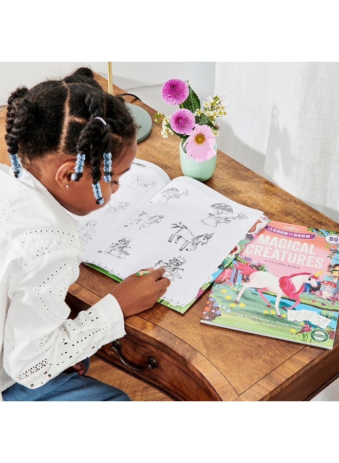 eeBoo: تعلم الرسم - مخلوقات سحرية - دليل الرسم، أكثر من 50 ملصق، دروس موضوعية خطوة بخطوة، أشكال بسيطة بخطوات بسيطة، للأطفال من عمر 5 سنوات وما فوق - Image 4