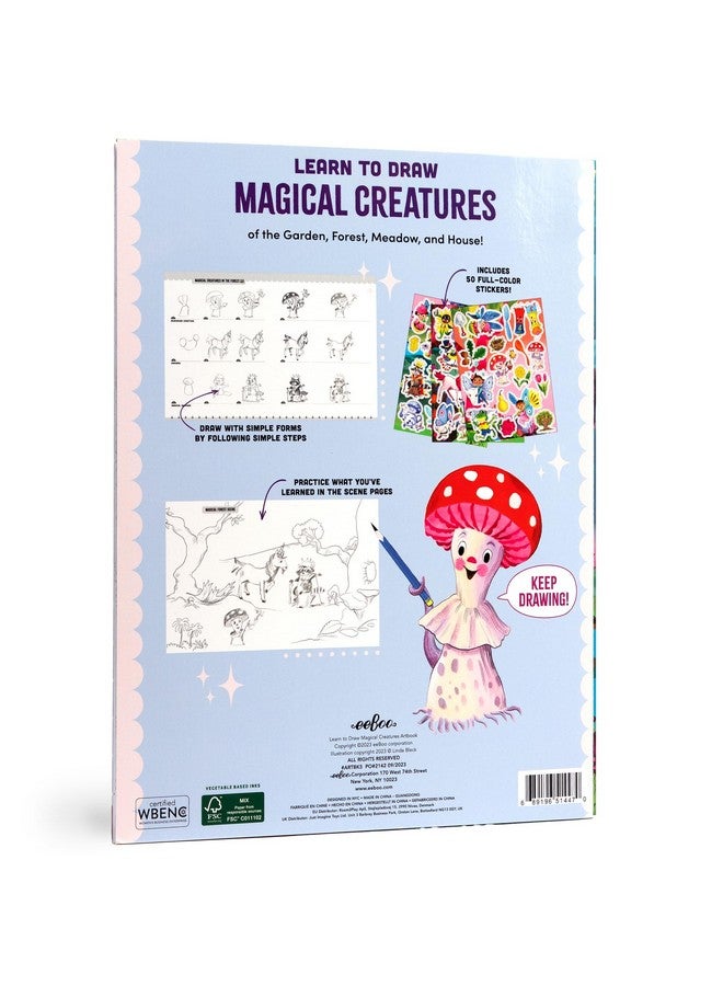 eeBoo: تعلم الرسم - مخلوقات سحرية - دليل الرسم، أكثر من 50 ملصق، دروس موضوعية خطوة بخطوة، أشكال بسيطة بخطوات بسيطة، للأطفال من عمر 5 سنوات وما فوق - Image 2