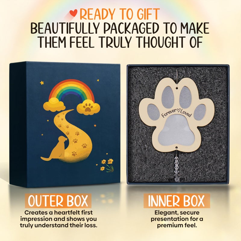 Captain Decor Personalized Off-White Pet Memorial Gifts for Dogs - Rainbow Bridge Sympathy Hanging Crystal Suncatcher for Loss of Dog or Cat - Bereavement Remembrance Gift for Pet Passing - Image 4