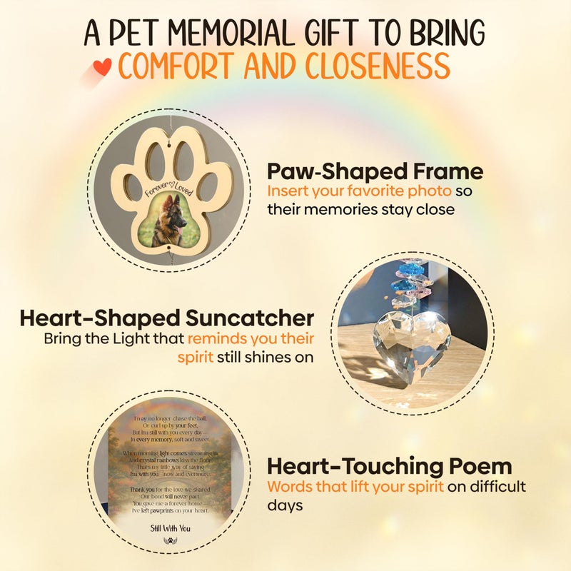 Captain Decor Personalized Off-White Pet Memorial Gifts for Dogs - Rainbow Bridge Sympathy Hanging Crystal Suncatcher for Loss of Dog or Cat - Bereavement Remembrance Gift for Pet Passing - Image 2