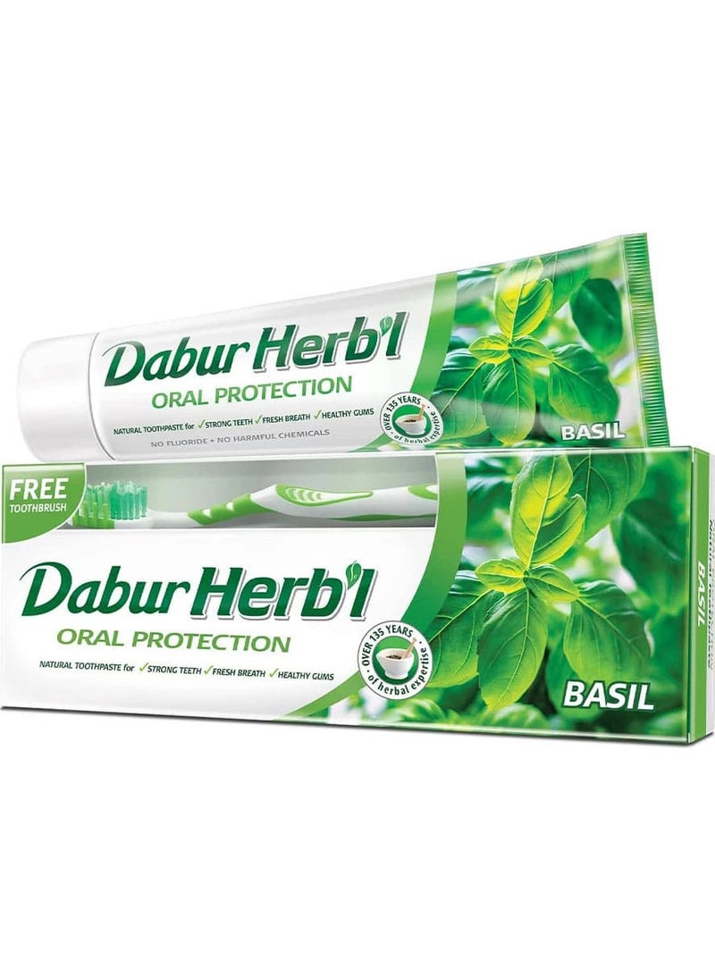 Dabur - Basil Toothpaste with brush 150g - Image 1
