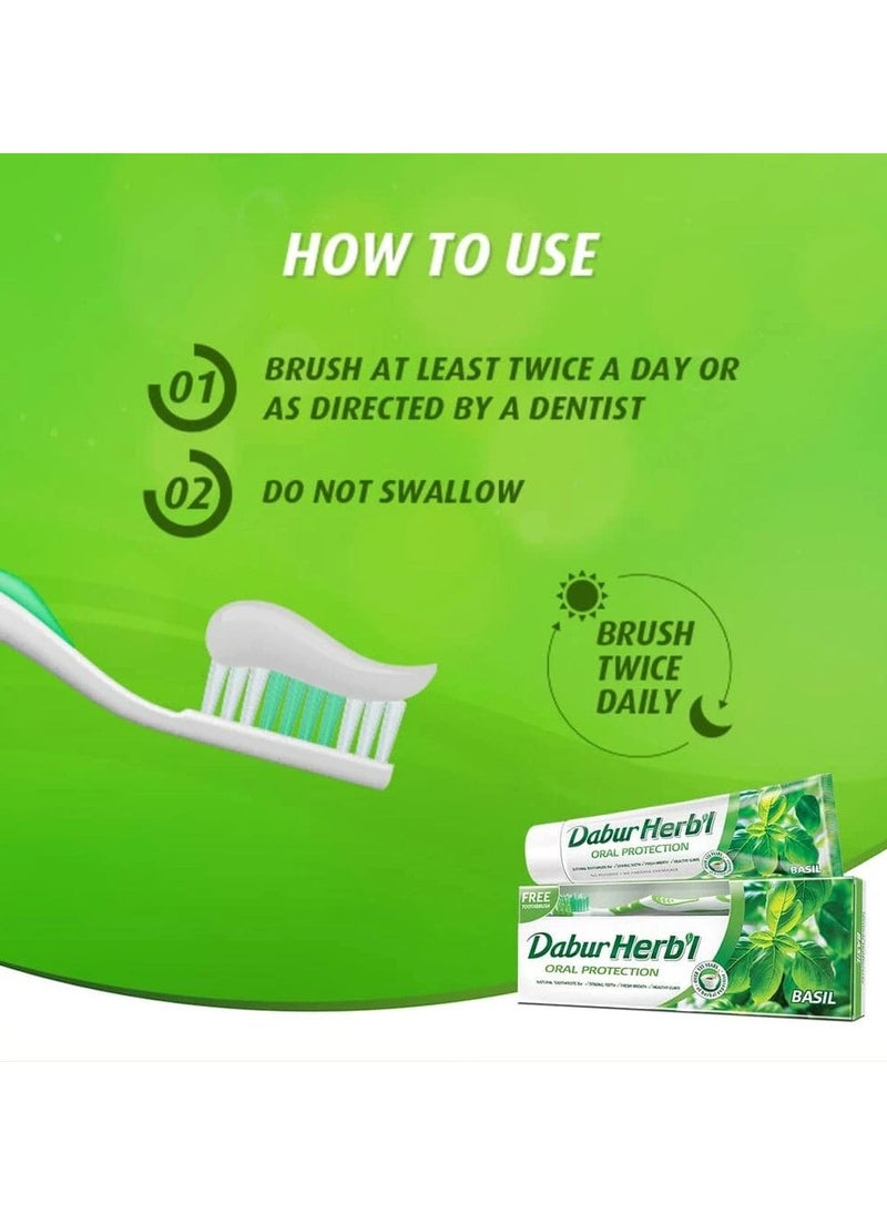 Dabur - Basil Toothpaste with brush 150g - Image 1