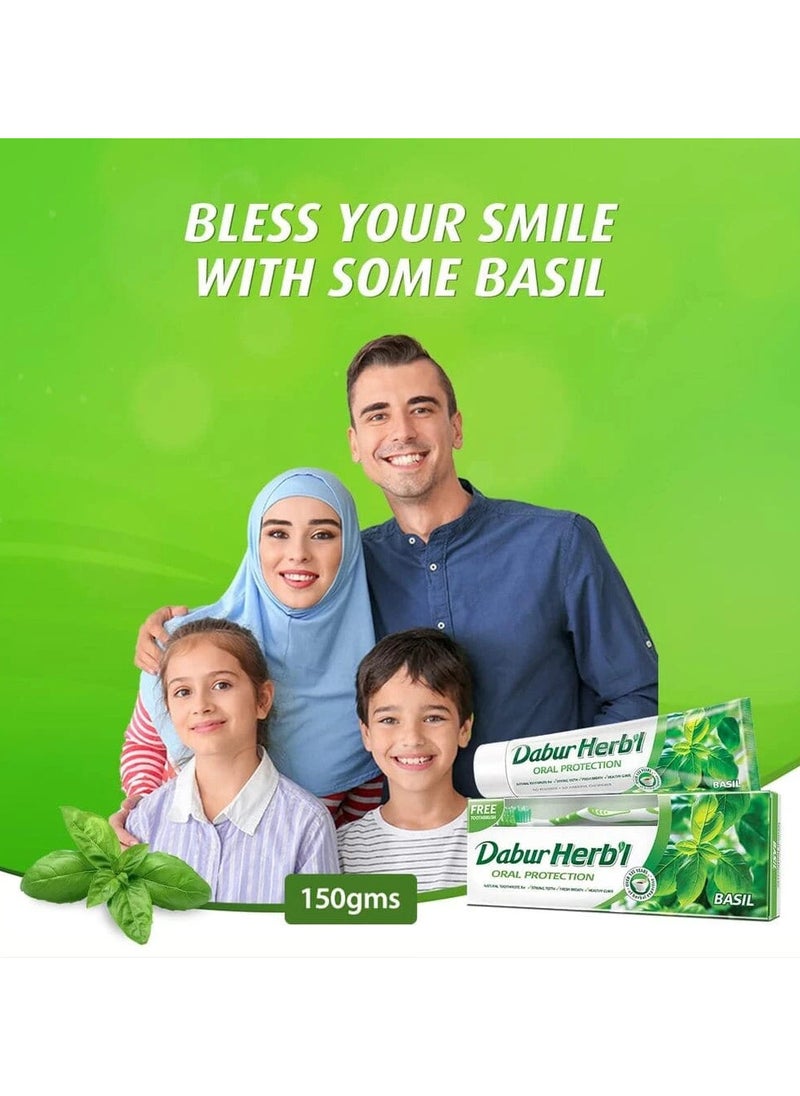 Dabur - Basil Toothpaste with brush 150g - Image 1