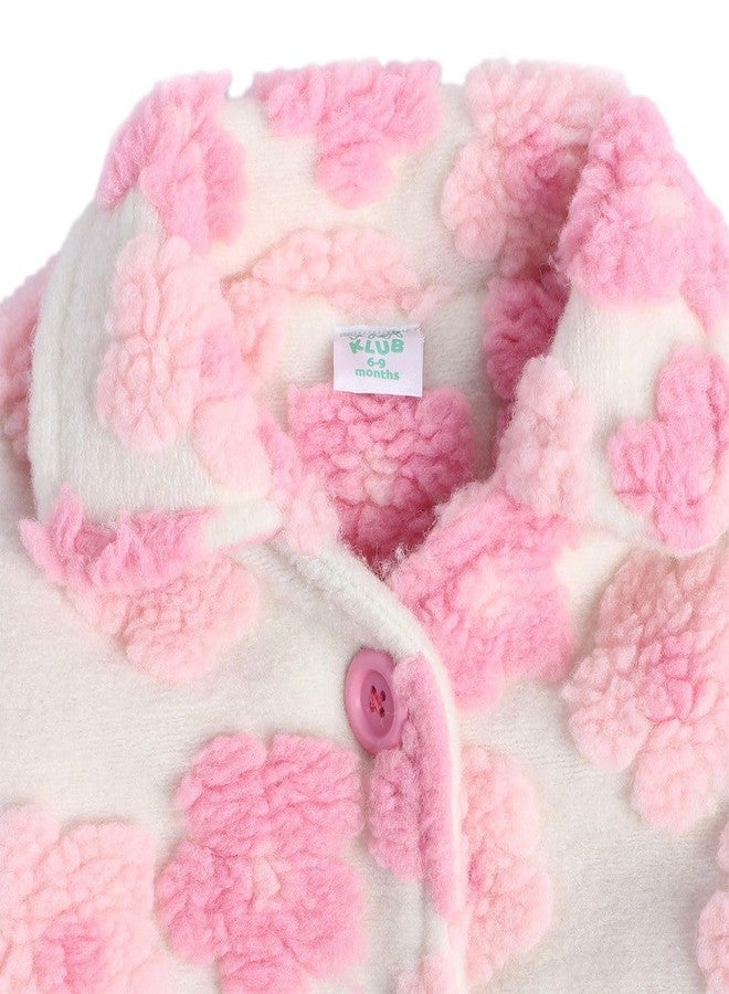 miniklub Baby Collar Regular Length Knitted Cotton Marshmallow Color Jacket (6-9M) - Image 5