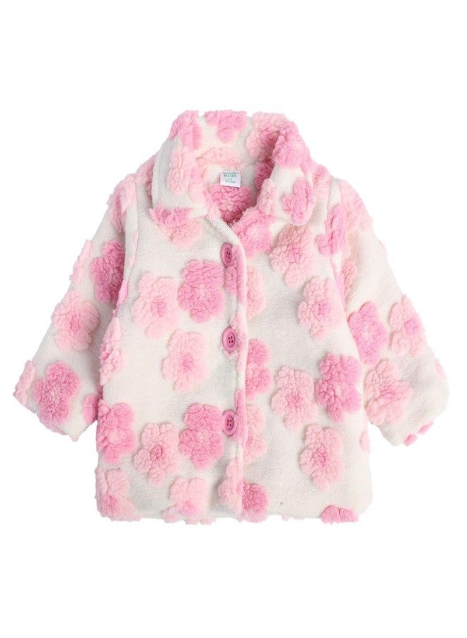 miniklub Baby Collar Regular Length Knitted Cotton Marshmallow Color Jacket (6-9M) - Image 1