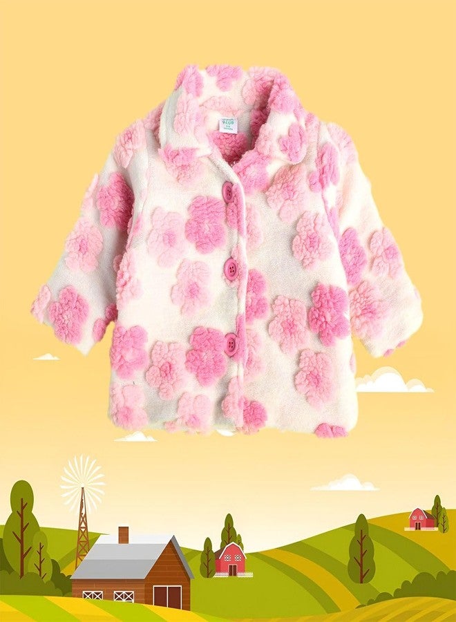 miniklub Baby Collar Regular Length Knitted Cotton Marshmallow Color Jacket (6-9M) - Image 2