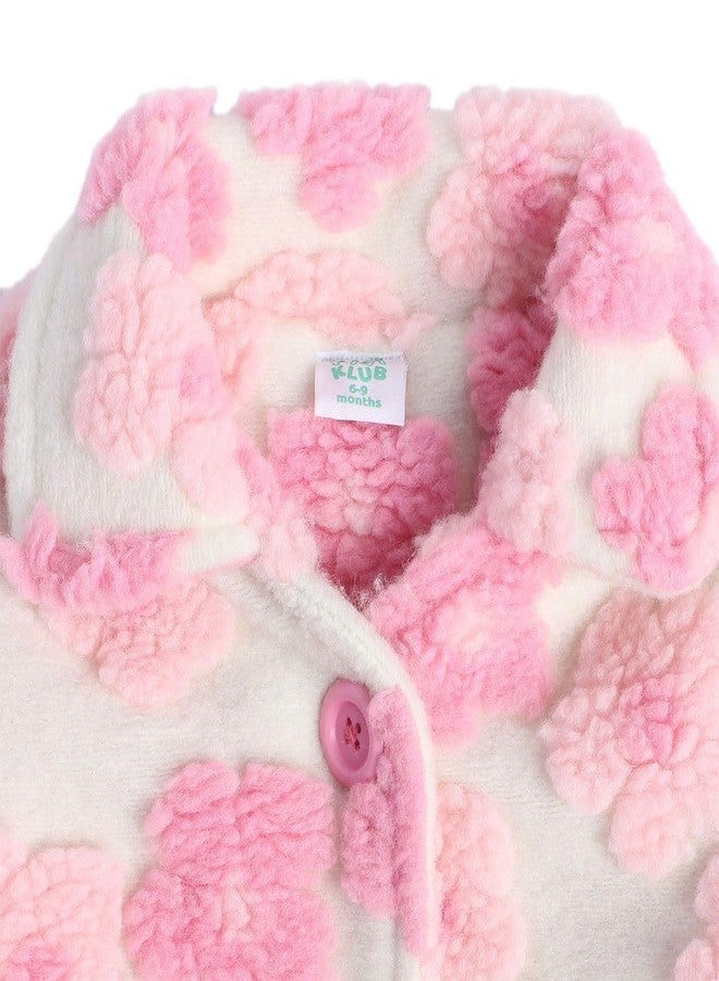 miniklub Baby Collar Regular Length Knitted Cotton Marshmallow Color Jacket (6-9M) - Image 4