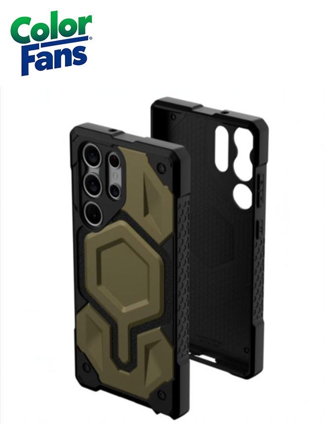 Color Fans Samsung Galaxy S23 Ultra Case Monarch Pro Premium Rugged Heavy Duty Shockproof Protective Cover Compatible with Magnetic Charging - Olive  - Image 1