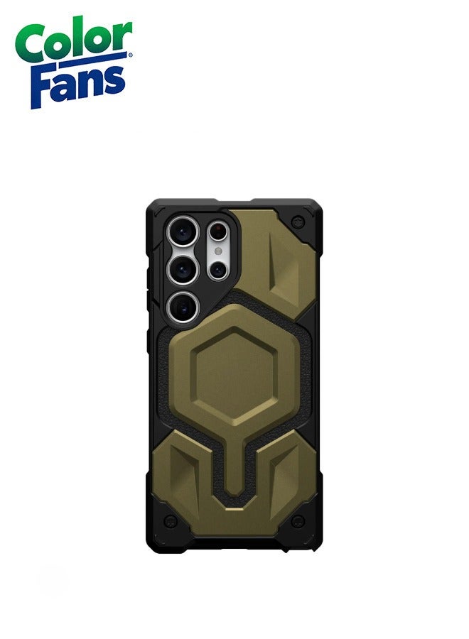 Color Fans Samsung Galaxy S23 Ultra Case Monarch Pro Premium Rugged Heavy Duty Shockproof Protective Cover Compatible with Magnetic Charging - Olive  - Image 3