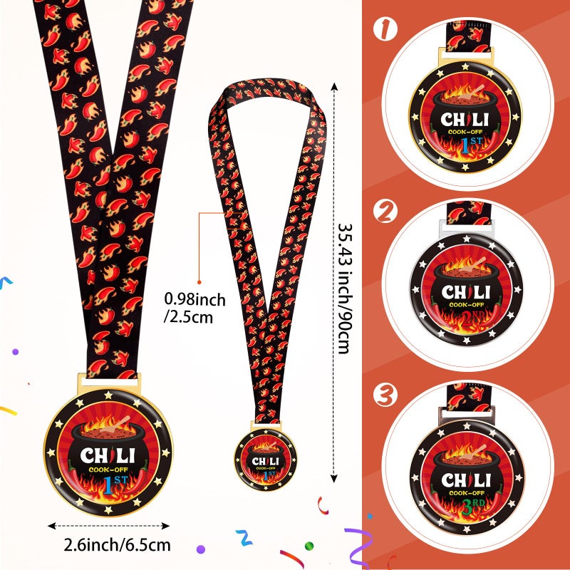 Quelay 15 Pcs Chili Cook off Prizes 1st 2nd 3rd Wooden Spoons Medals Cotton Dishcloths Pepper Charms Trophies Chili Cook off Decorations for Men Women(Wood Color) - Image 3