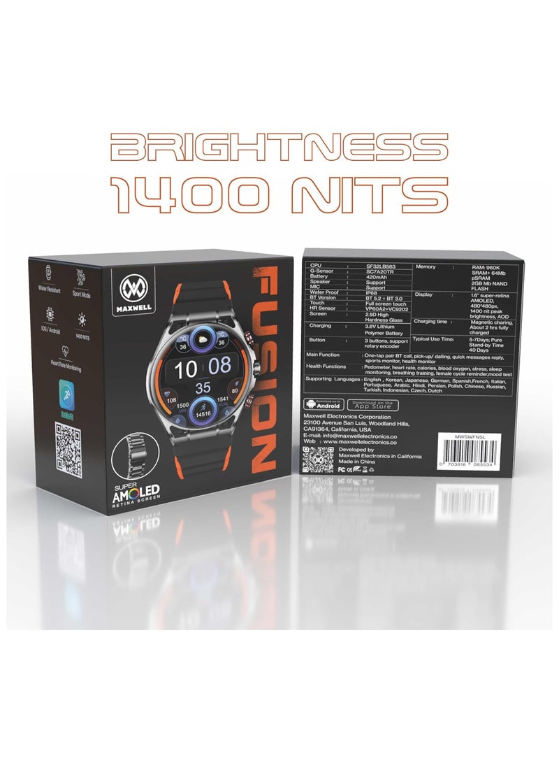 Maxwell Fusion Smart Watch for Men and Women with dual strap - Image 3